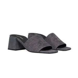 Courreges Heritage Shadow Denim Slide Sandal in Dark Heather Grey 41